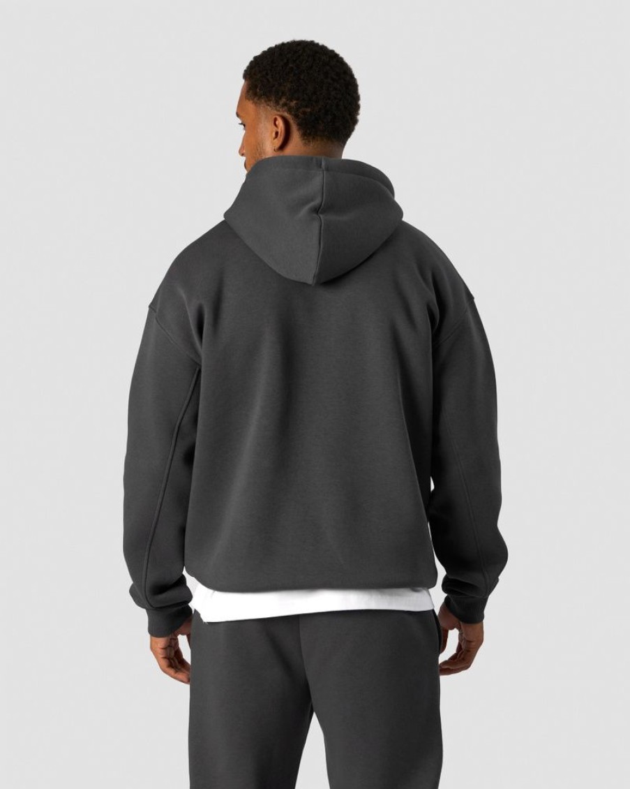 Herre ICIW Langermet | Everyday Relaxed Hoodie Center Logo Men Dark Grey