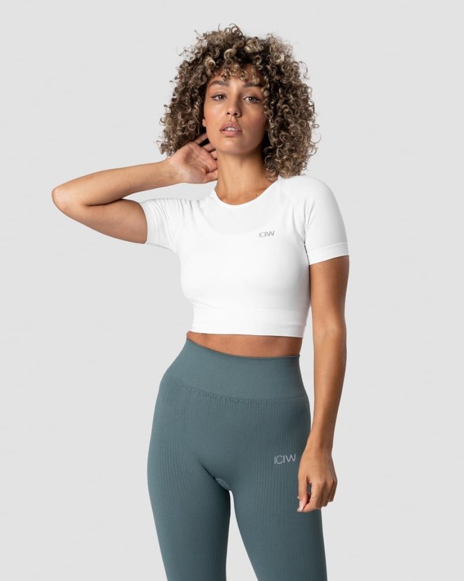 Dame ICIW Seamless | Define Seamless Cropped T-Shirt White Wmn