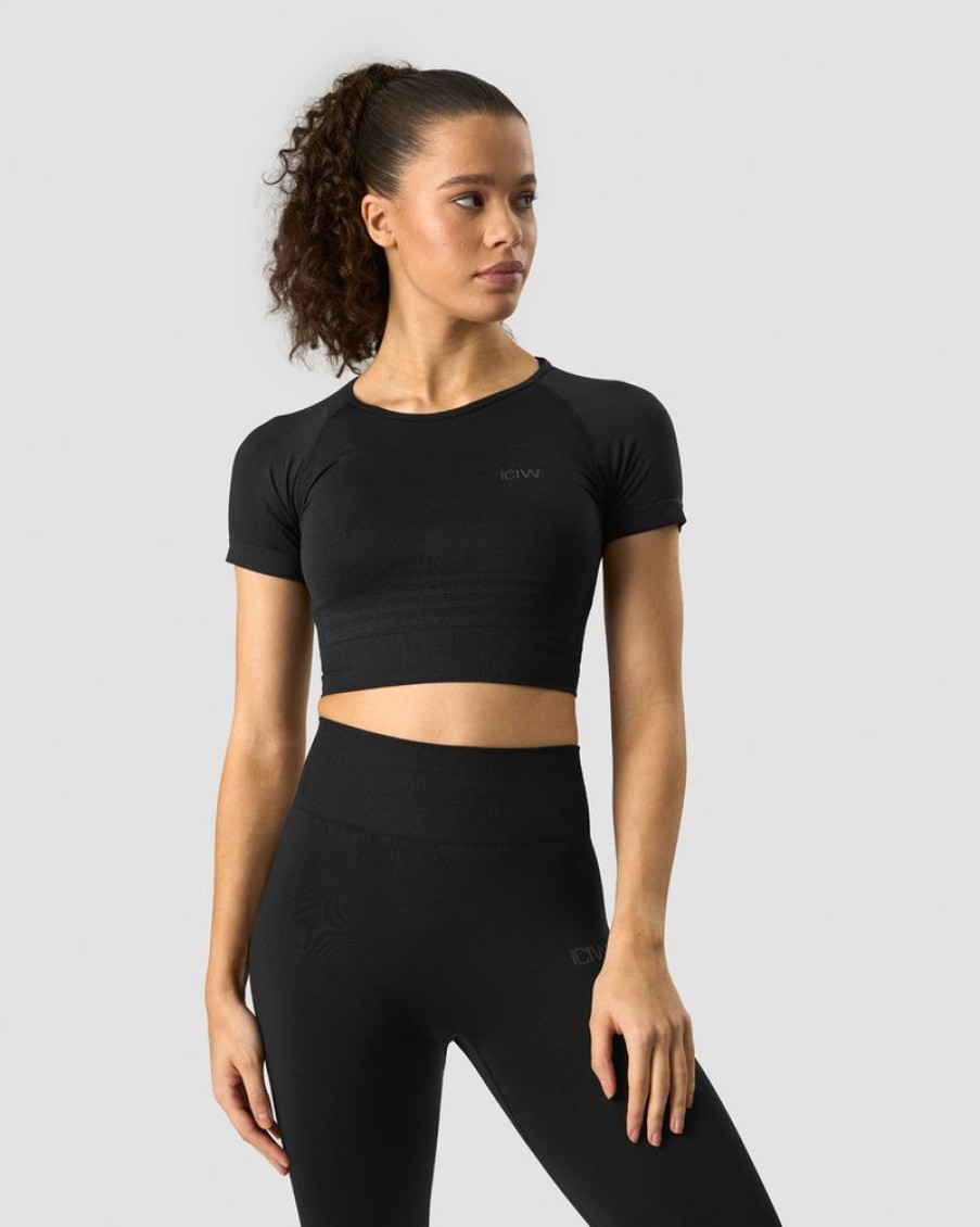 Dame ICIW Seamless | Define Seamless Cropped T-Shirt Black/Black