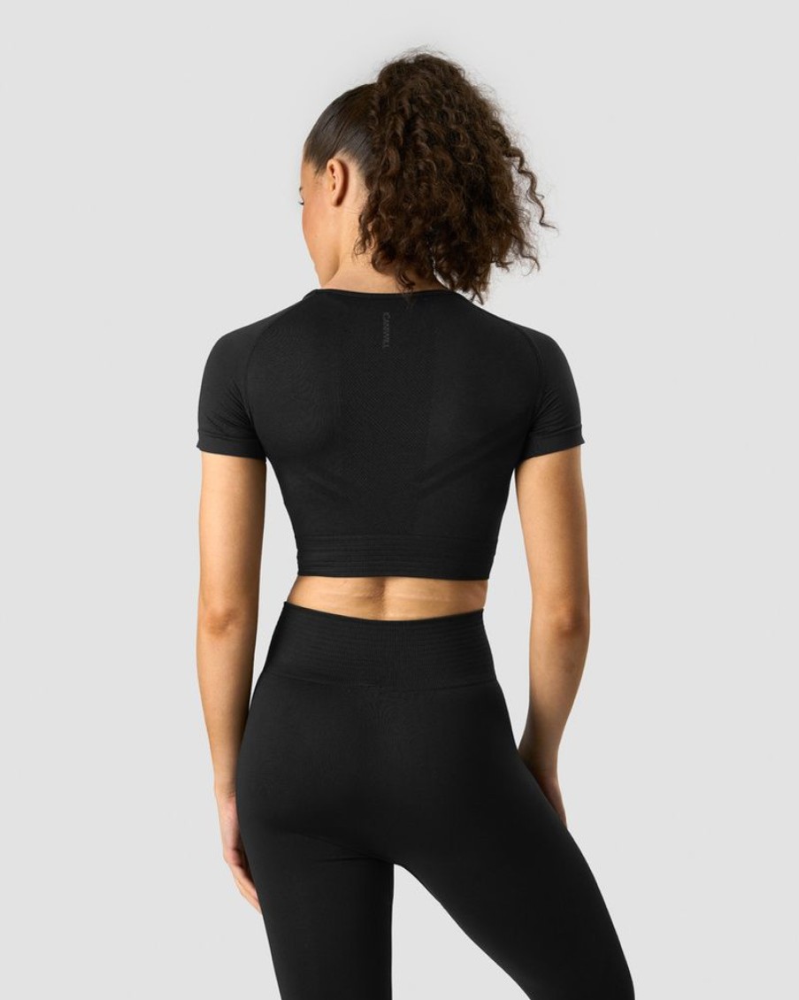 Dame ICIW Seamless | Define Seamless Cropped T-Shirt Black/Black