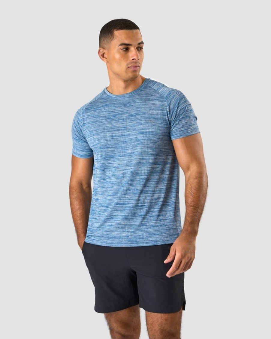 Herre ICIW T-Skjorter | Workout Mesh T-Shirt Men Dark Blue Melange