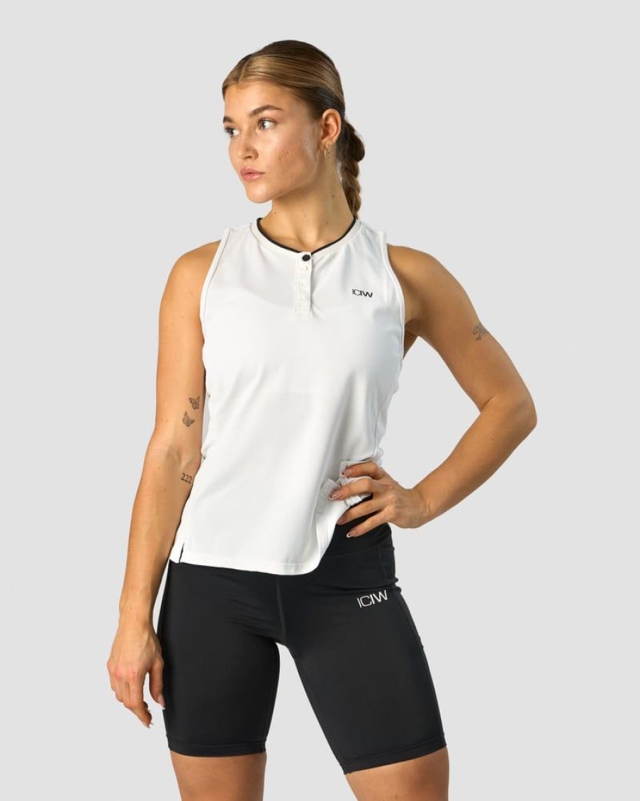 Dame ICIW Topper | Training Pique Tank Top White/Black