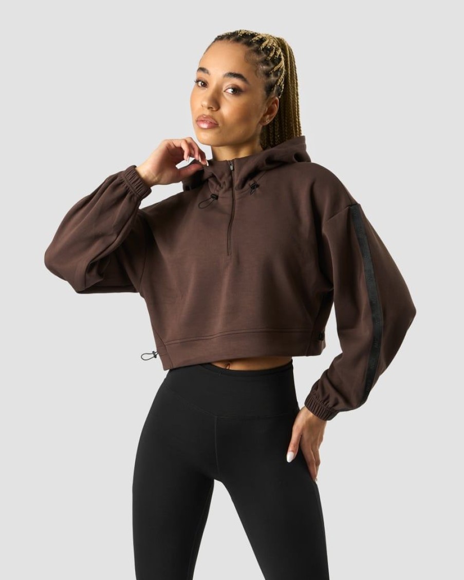 Dame ICIW Langermet | Stance Cropped Hoodie Wmn Dark Brown