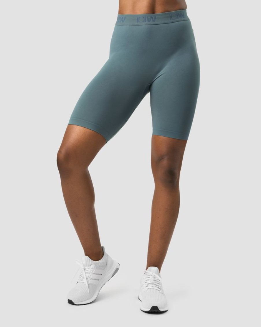 Dame ICIW Seamless | Define Seamless Logo Biker Shorts Jungle Green