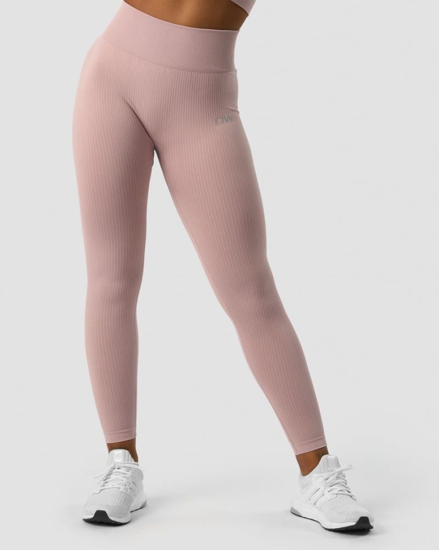 Dame ICIW Tights & Leggings | Ribbed Define Seamless Tights Light Mauve