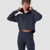 Dame ICIW Langermet | Stride Cropped Hoodie Wmn Navy