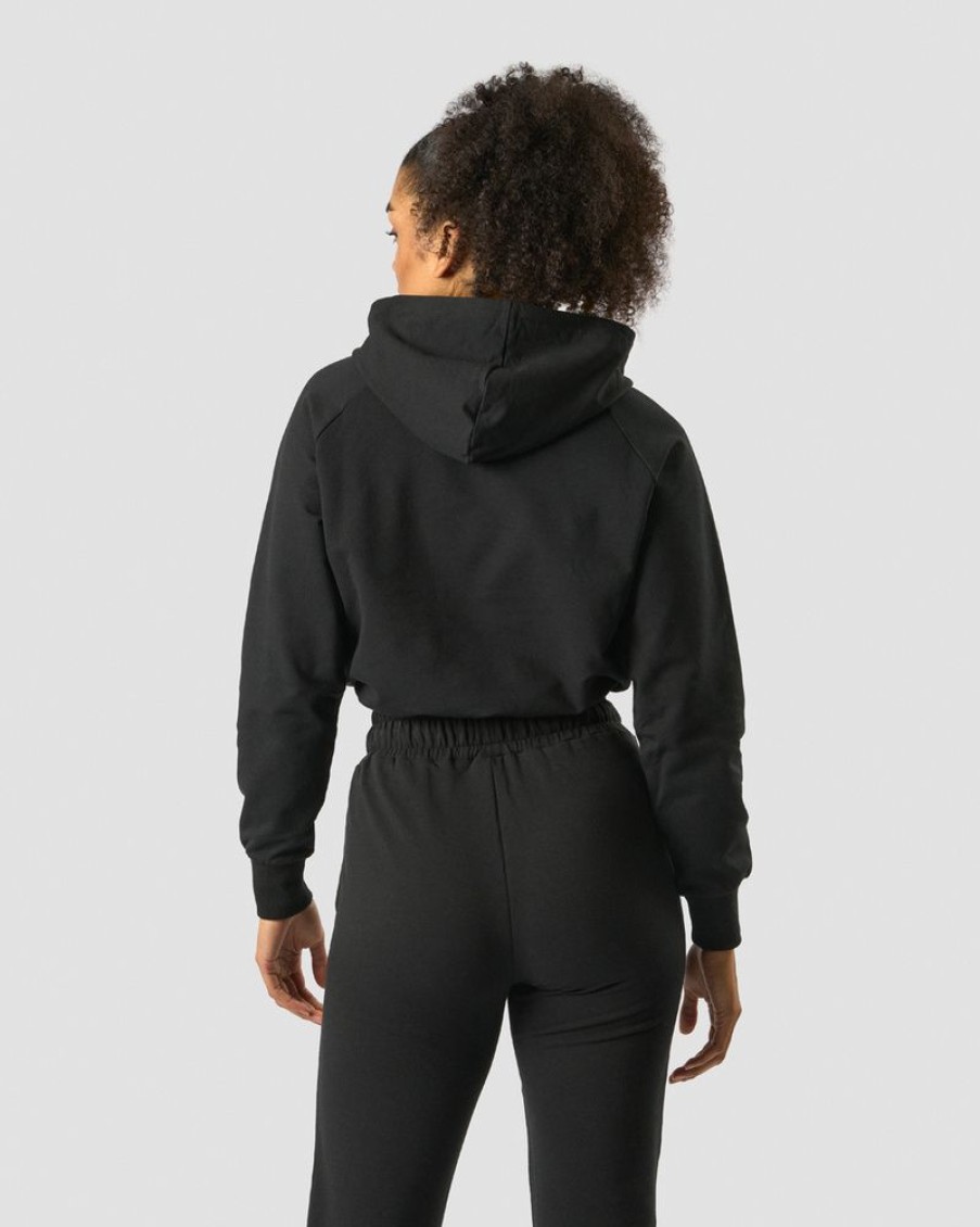 Dame ICIW Langermet | Adjustable Cropped Hoodie Black Wmn