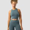 Dame ICIW Seamless | Define Seamless Logo Cropped Tank Top Jungle Green