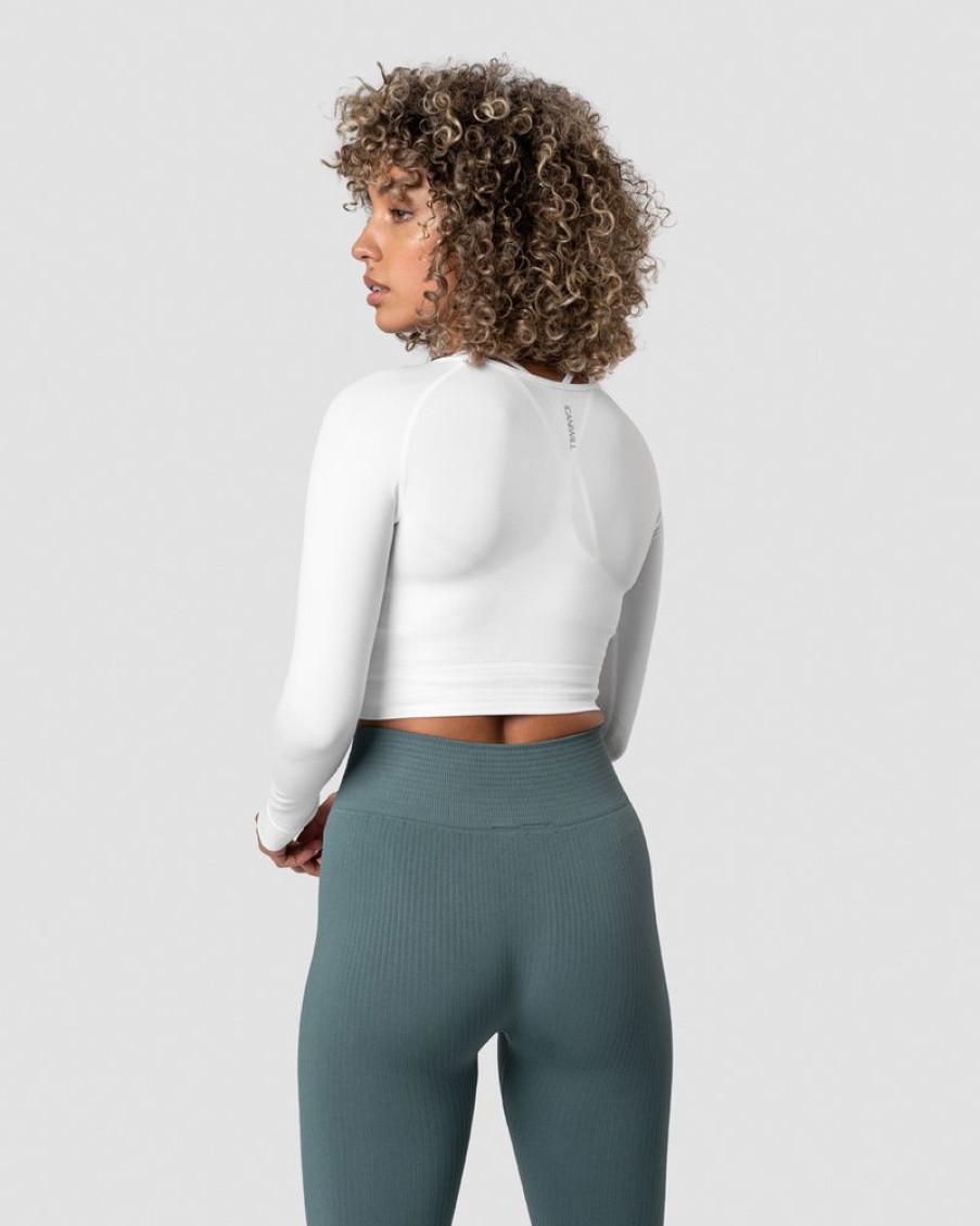 Dame ICIW Seamless | Define Seamless Ls Crop Top White Wmn