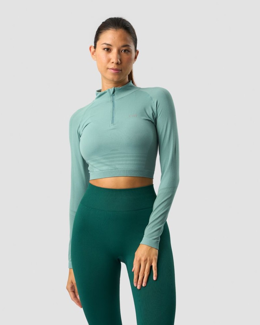 Dame ICIW Seamless | Define Cropped 1/4 Zip Mineral Green