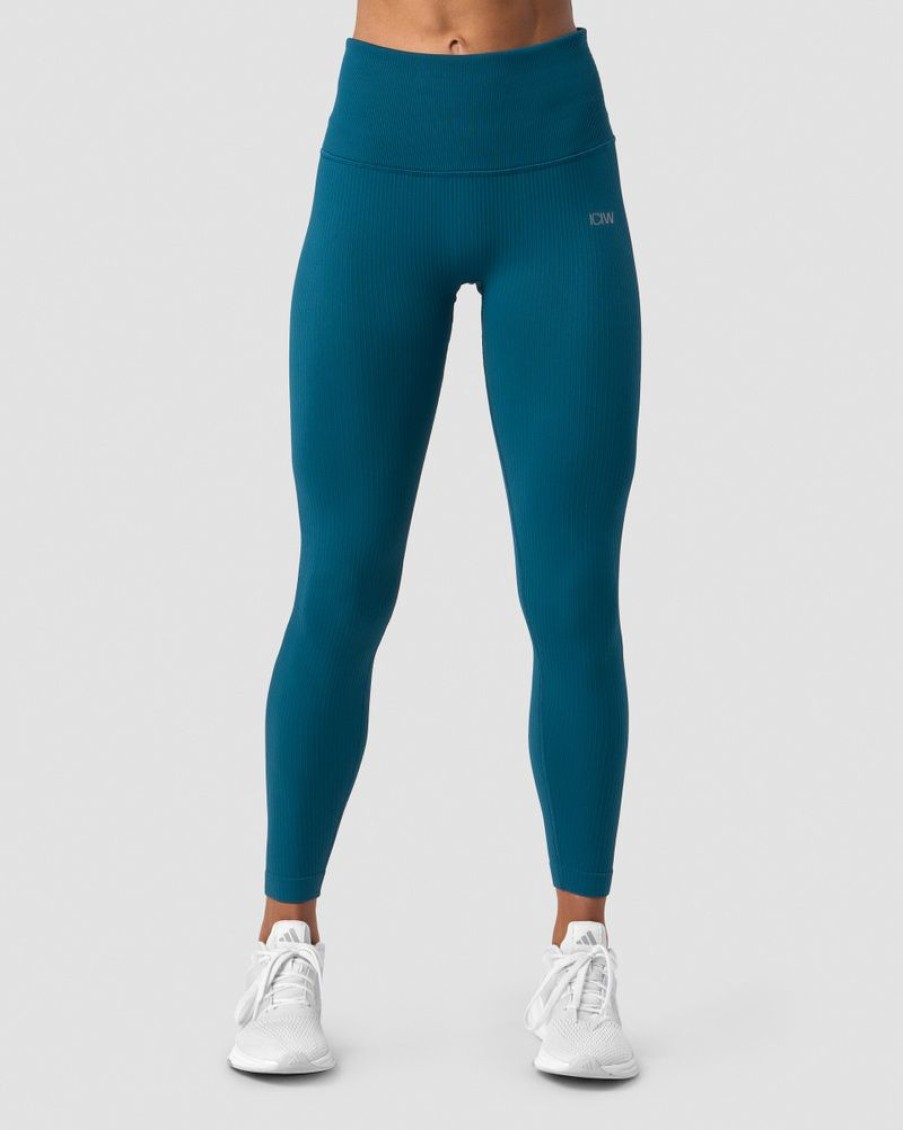 Dame ICIW Tights & Leggings | Ribbed Define Seamless Pocket Tights Teal