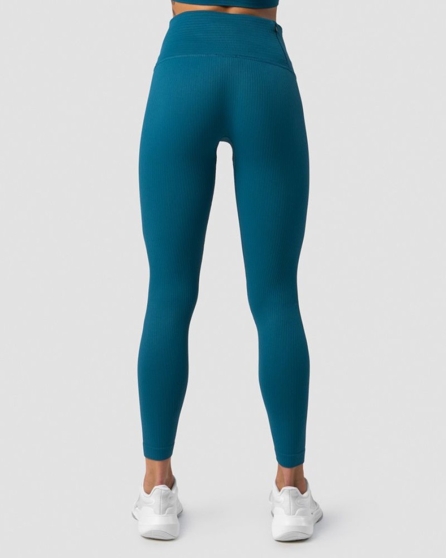 Dame ICIW Tights & Leggings | Ribbed Define Seamless Pocket Tights Teal