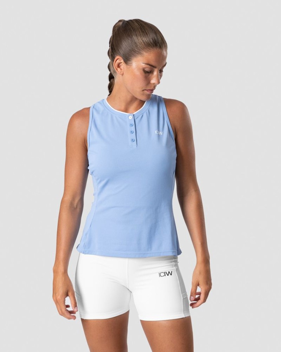 Dame ICIW Topper | Training Pique Tank Top Sky Blue