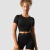 Dame ICIW Seamless | Define Seamless Logo T-Shirt Crop Top Black