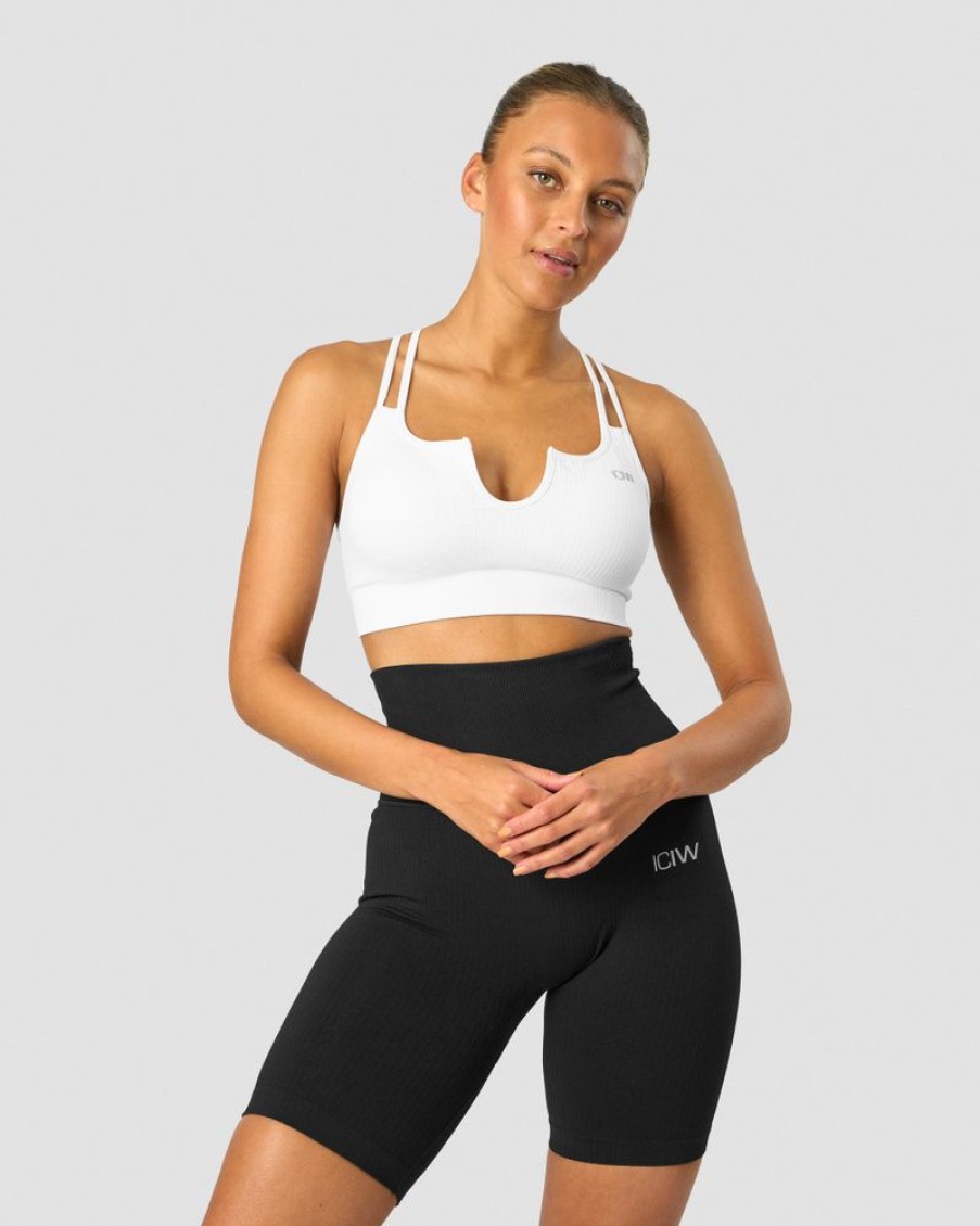 Dame ICIW Sport-Bh | Ribbed Define Seamless Strappy Bra White