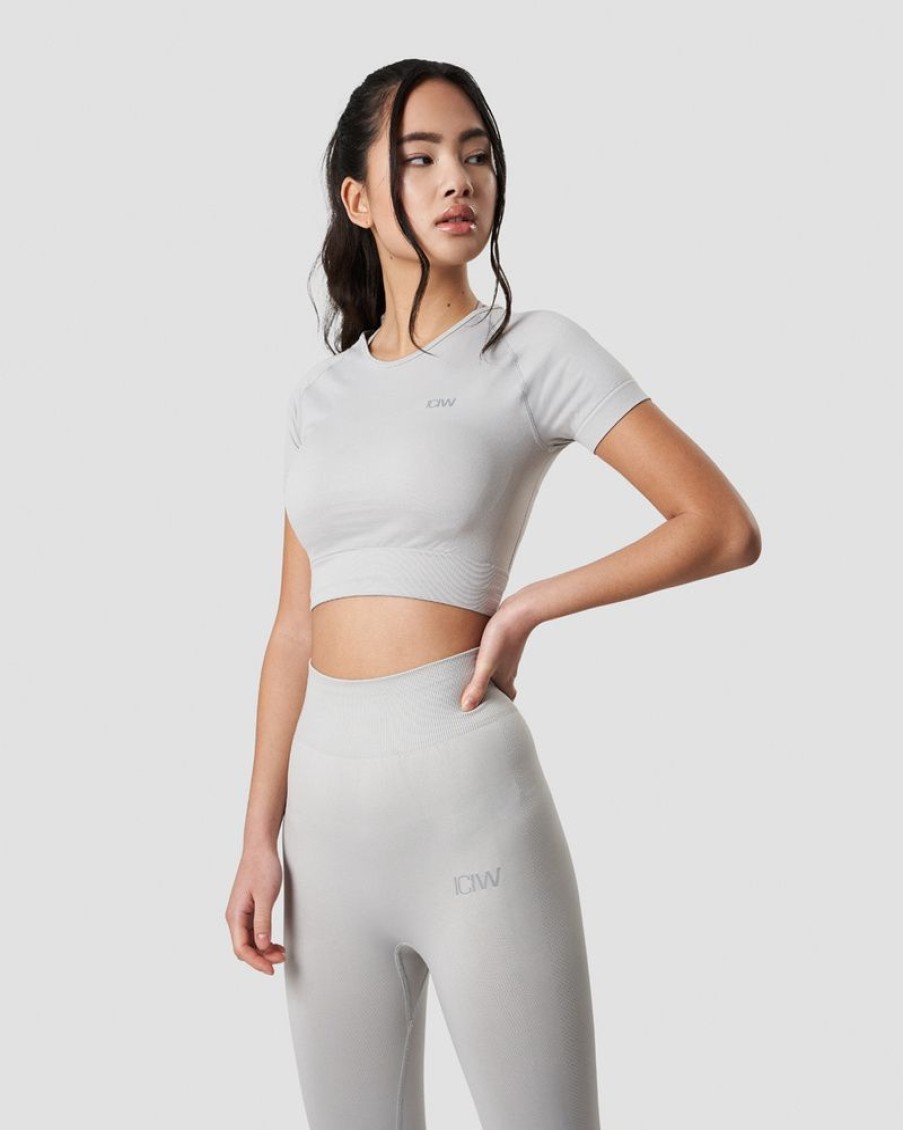 Dame ICIW Seamless | Define Seamless Cropped T-Shirt Light Grey Wmn