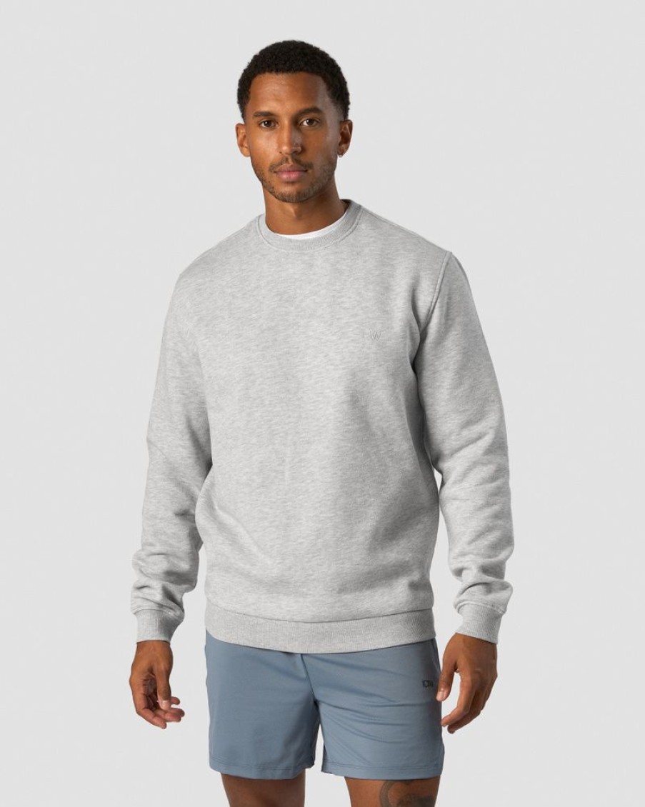 Herre ICIW Langermet | Everyday Crewneck Side Logo Men Light Grey Melange