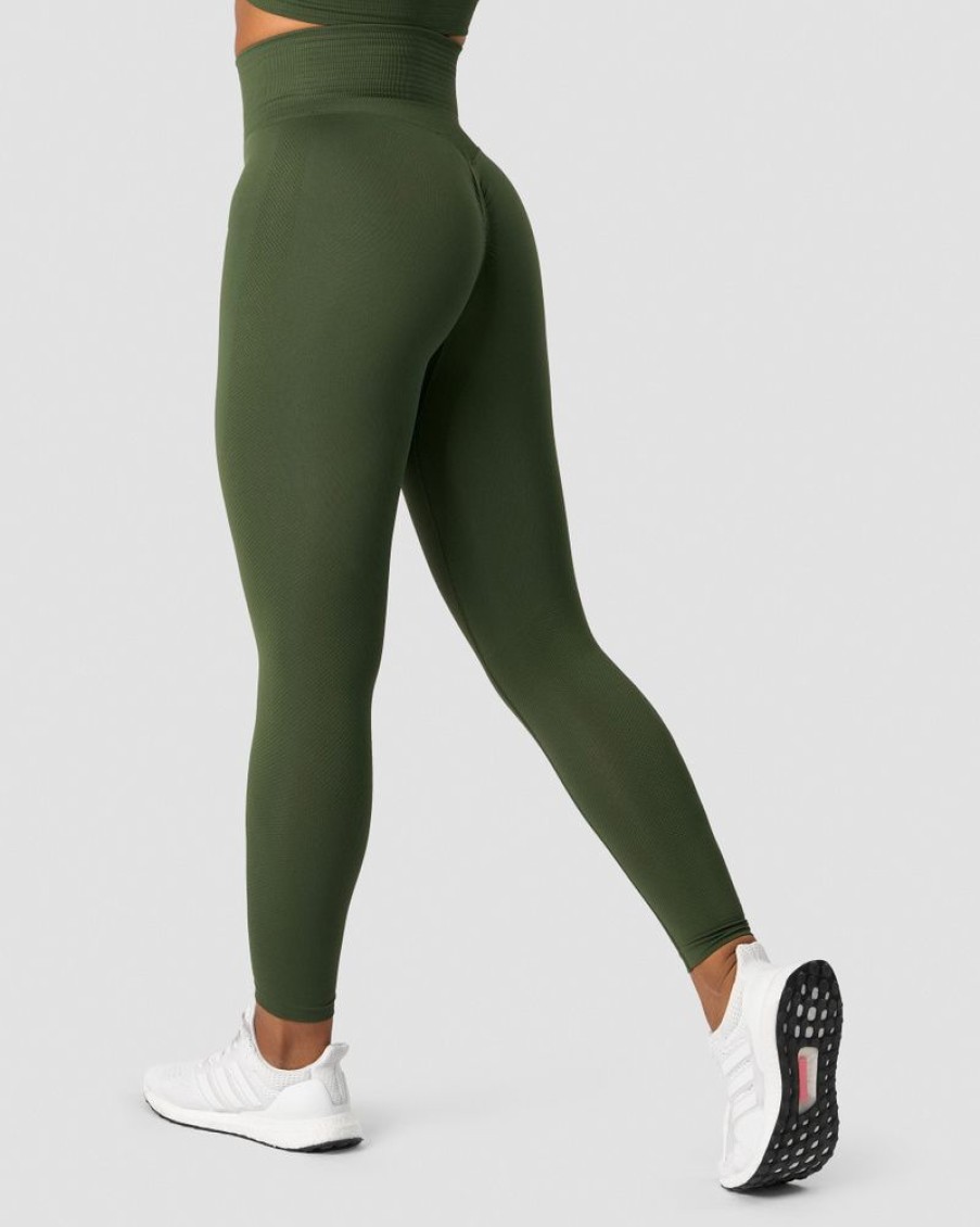 Dame ICIW Tights & Leggings | Define Seamless Scrunch Tights Autumn Green