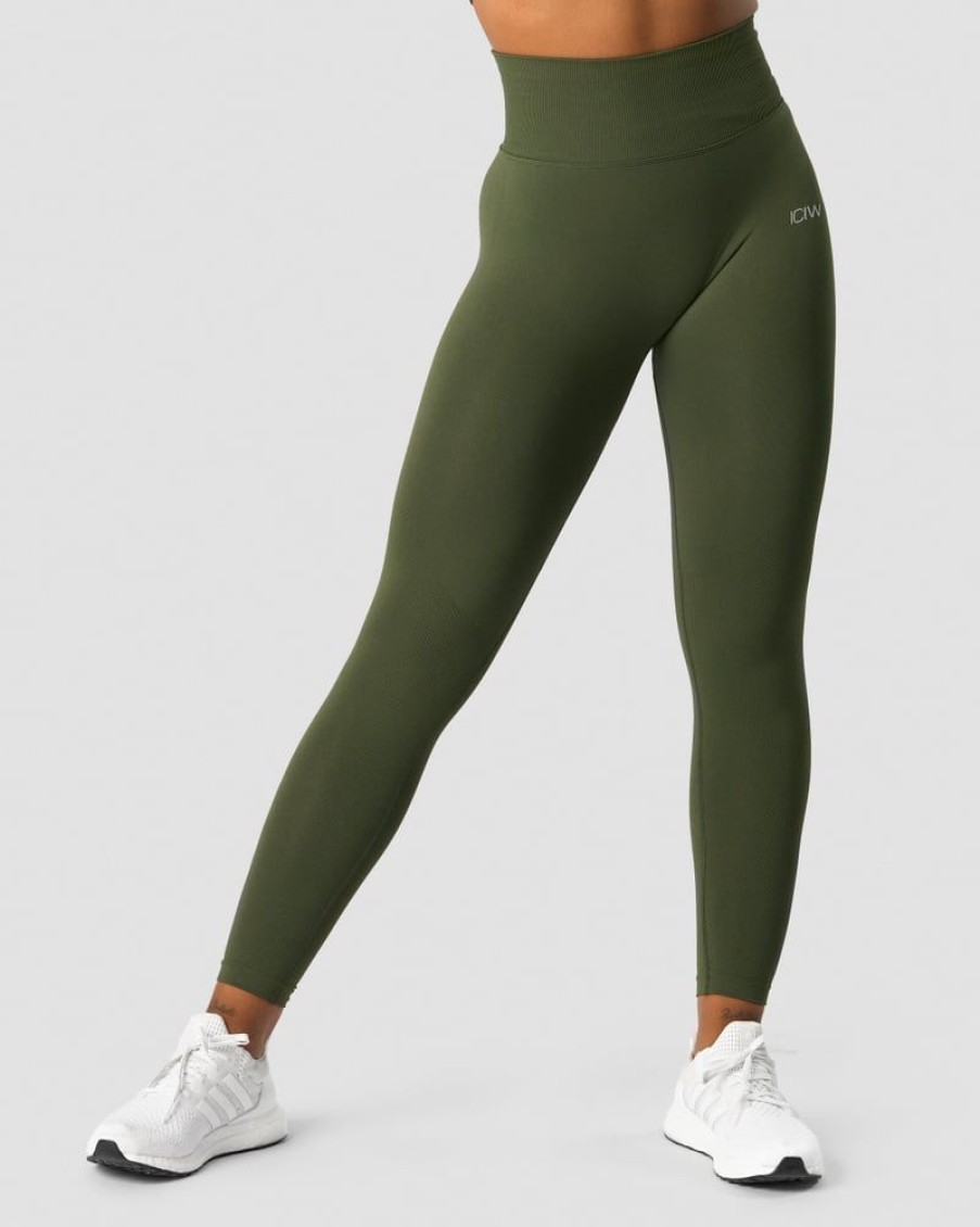 Dame ICIW Tights & Leggings | Define Seamless Scrunch Tights Autumn Green