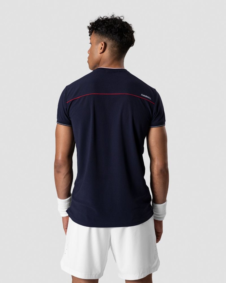 Herre ICIW T-Skjorter | Training Stripe Polo Navy Men