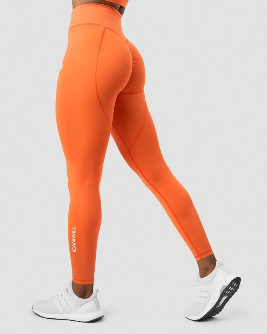 Dame ICIW Tights & Leggings | Scrunch V-Shape Tights Orange