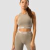 Dame ICIW Seamless | Define Seamless Logo Cropped Tank Top Taupe