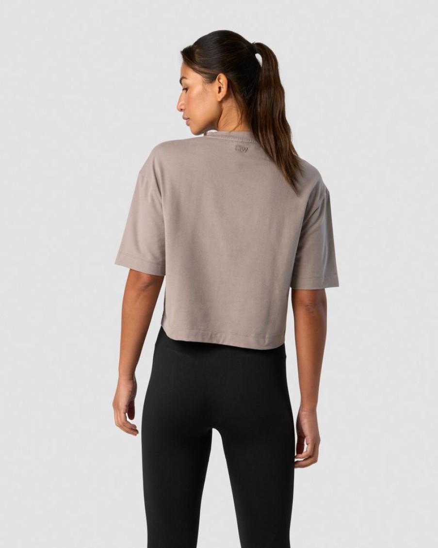 Dame ICIW T-Shirts | Everyday Cotton Cropped T-Shirt Greige