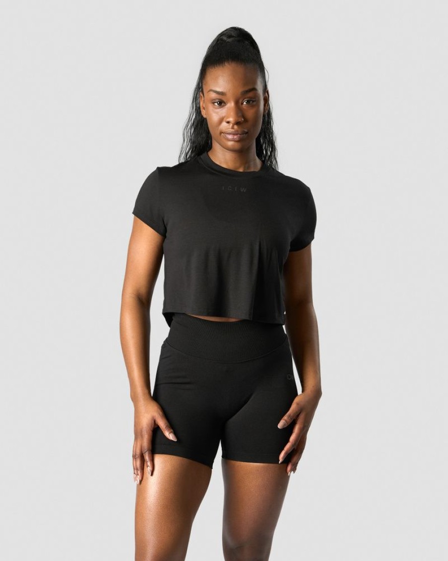 Dame ICIW T-Shirts | Rush Cropped T-Shirt Black