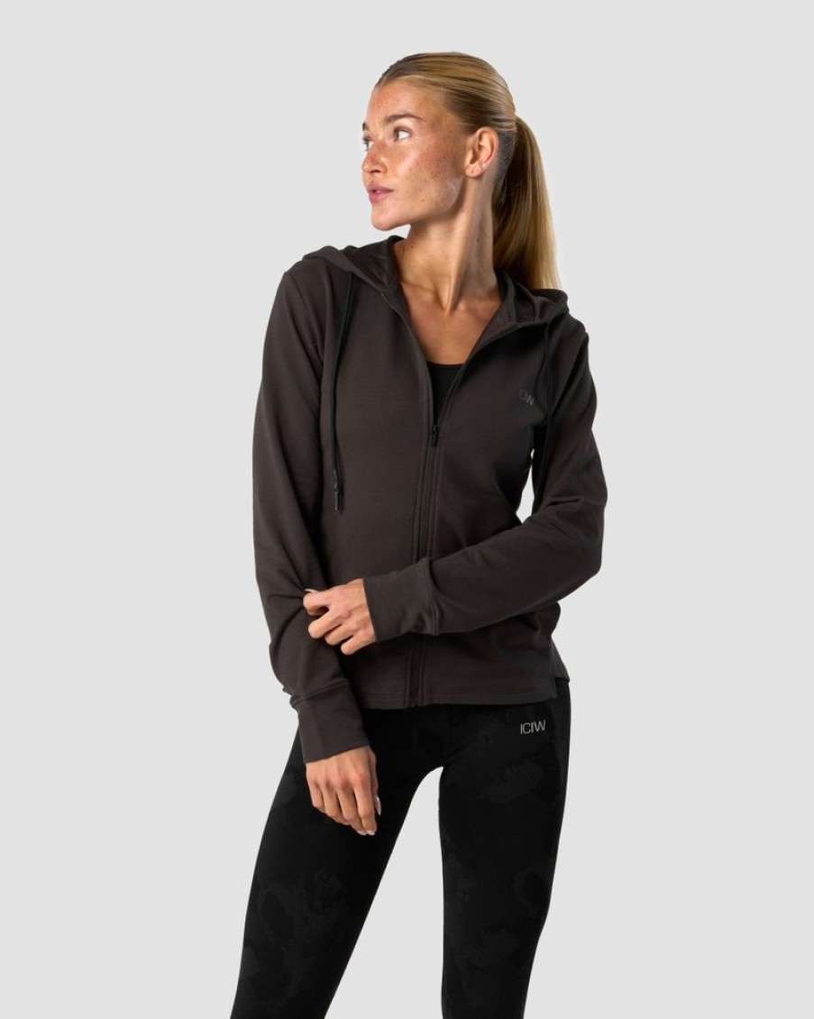 Dame ICIW Langermet | Stride Zipper Hoodie Wmn Charcoal