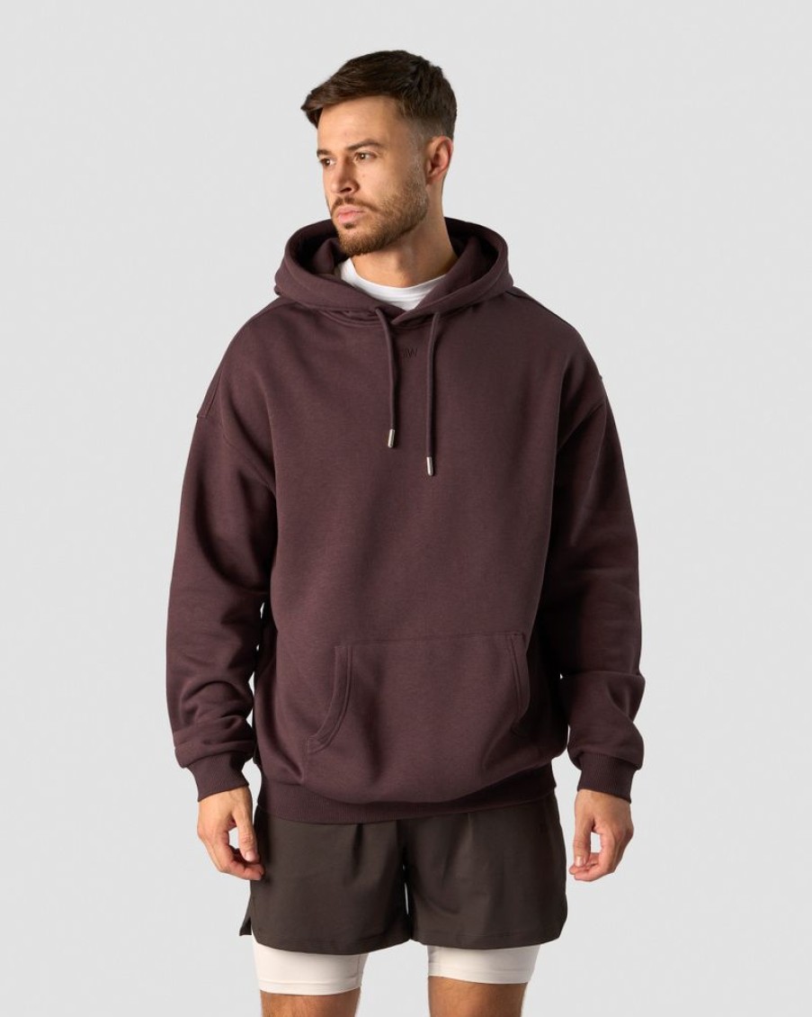 Herre ICIW Langermet | Everyday Relaxed Hoodie Center Logo Men Burgundy