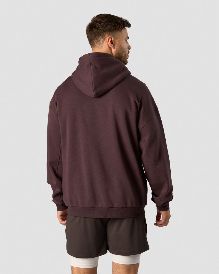 Herre ICIW Langermet | Everyday Relaxed Hoodie Center Logo Men Burgundy