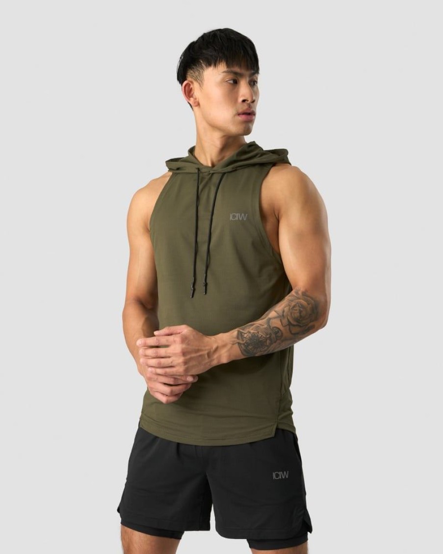 Herre ICIW T-Skjorter | Stride Sleeveless T-Shirt Hoodie Men Dark Green