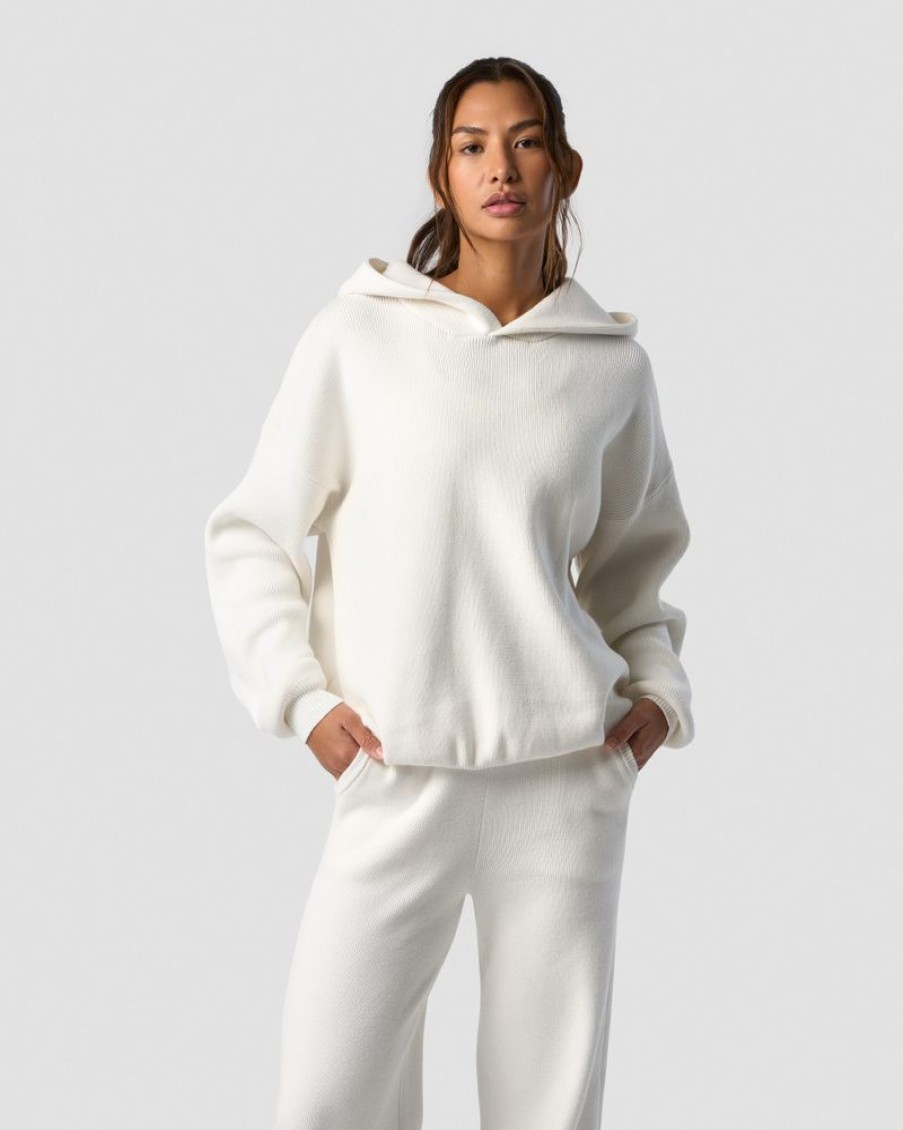 Dame ICIW Langermet | Soft Knit Oversized Hoodie White