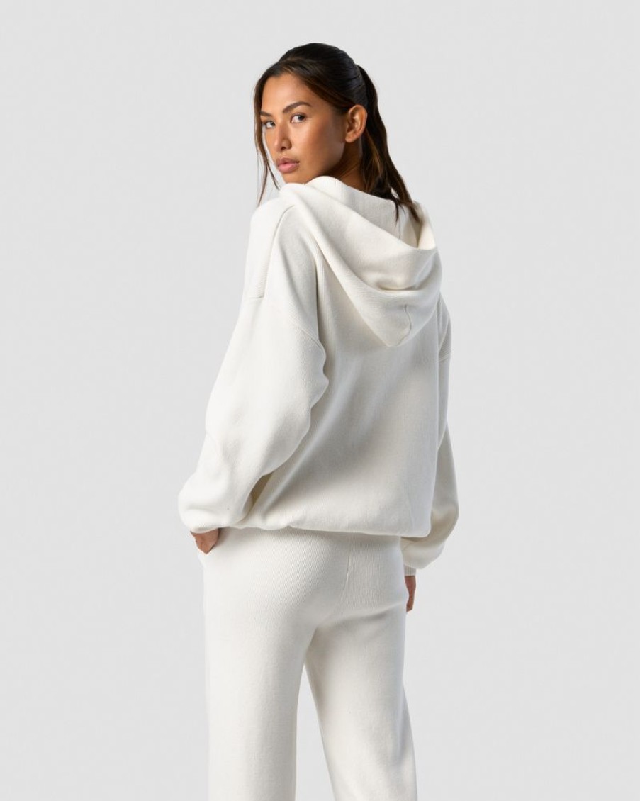 Dame ICIW Langermet | Soft Knit Oversized Hoodie White