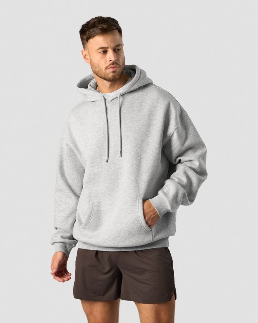 Herre ICIW Langermet | Everyday Relaxed Hoodie Center Logo Men Light Grey Melange