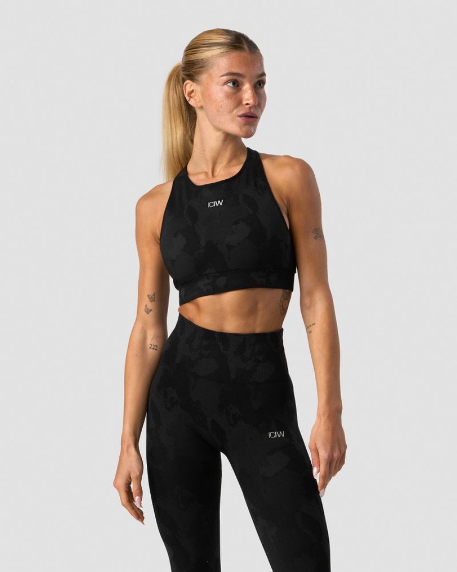 Dame ICIW Sport-Bh | Camo Seamless Sports Bra Black