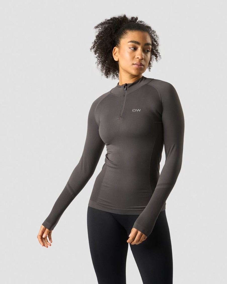 Dame ICIW Seamless | Everyday Seamless 1/4 Zip Wmn Graphite