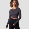 Dame ICIW Seamless | Define Seamless Ls Crop Top Graphite Wmn