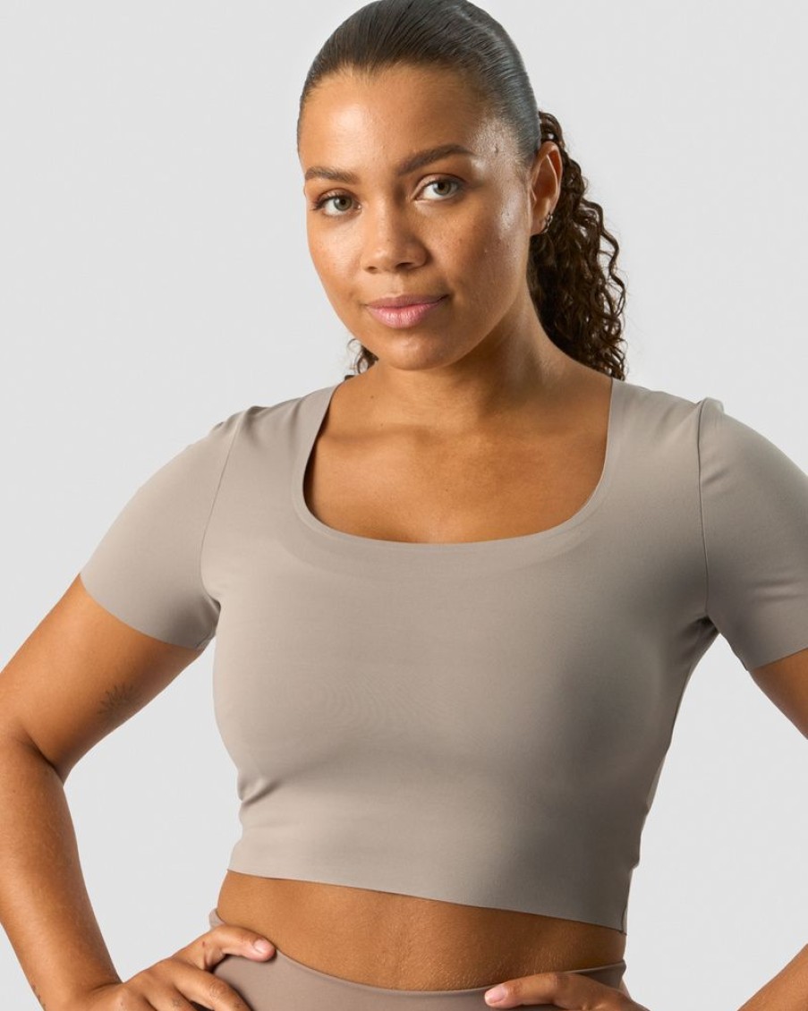 Dame ICIW T-Shirts | Nimble Soft Cropped T-Shirt Greige