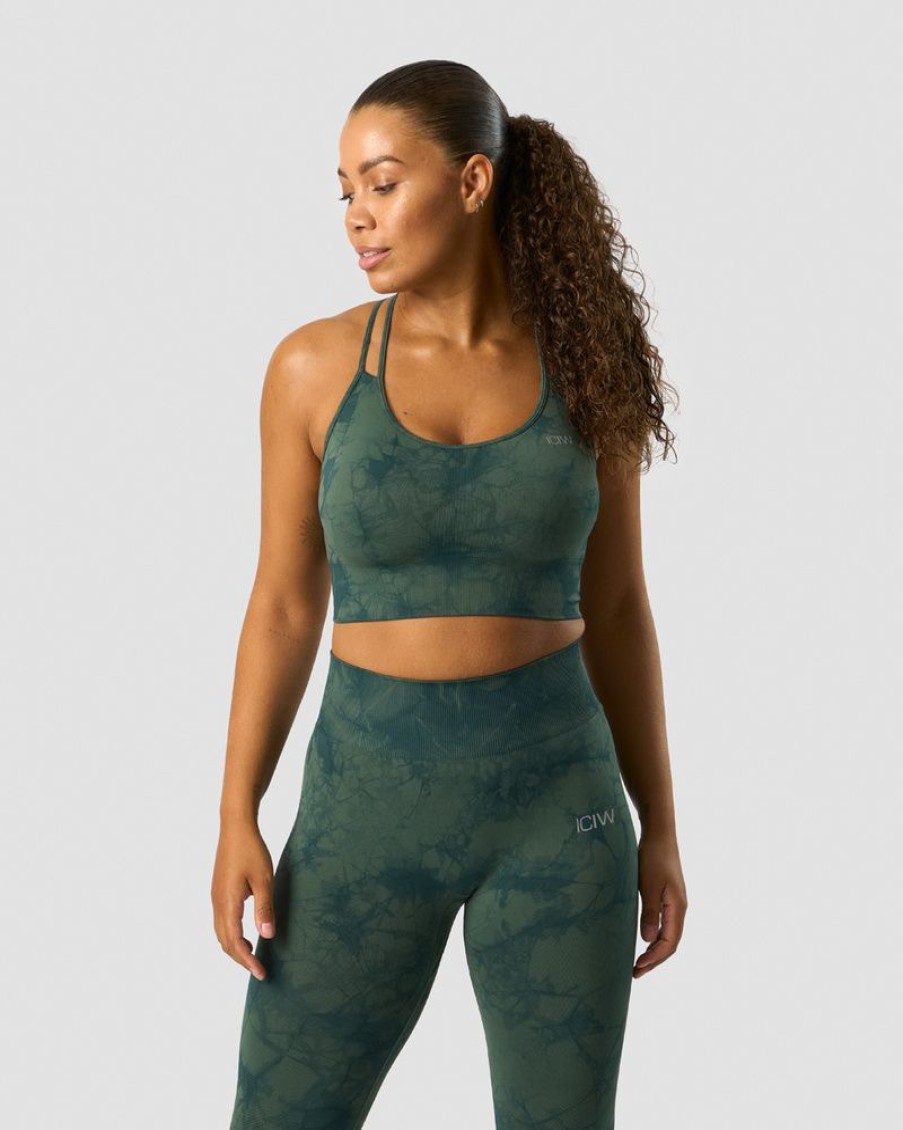 Dame ICIW Sport-Bh | Define Seamless Tie Dye Sports Bra Dark Green