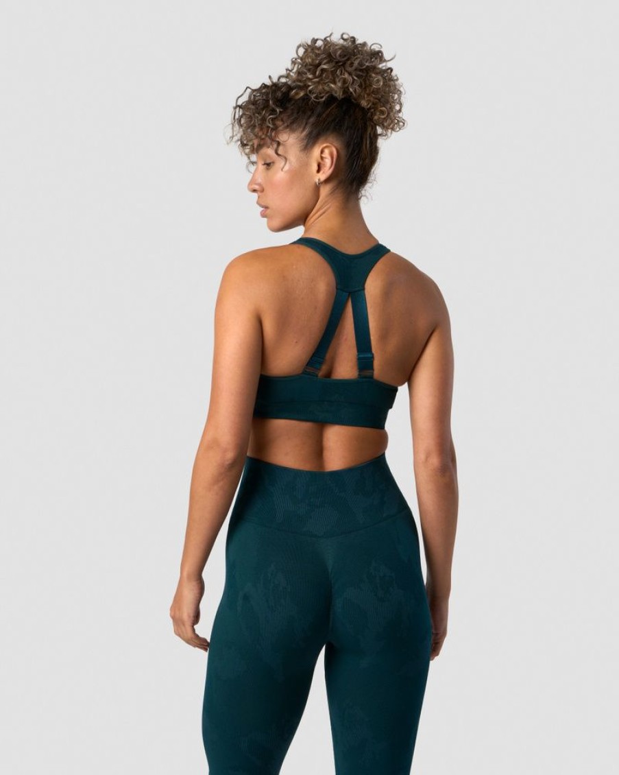 Dame ICIW Sport-Bh | Camo Seamless Sports Bra Dk Teal