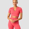 Dame ICIW Seamless | Ribbed Define Seamless Cropped T-Shirt Coral Red