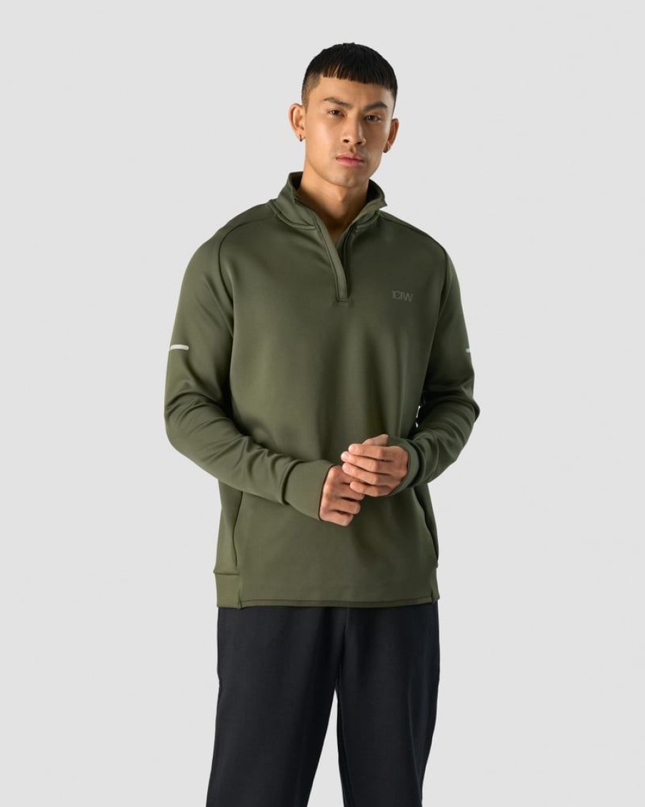 Herre ICIW Langermet | Mercury 1/4 Zip Crewneck Pine Green