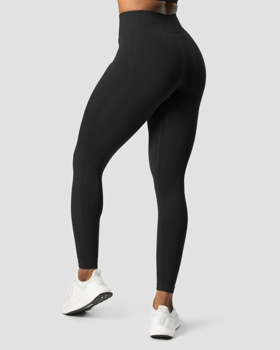 Dame ICIW Tights & Leggings | Ribbed Define Seamless Tights Black