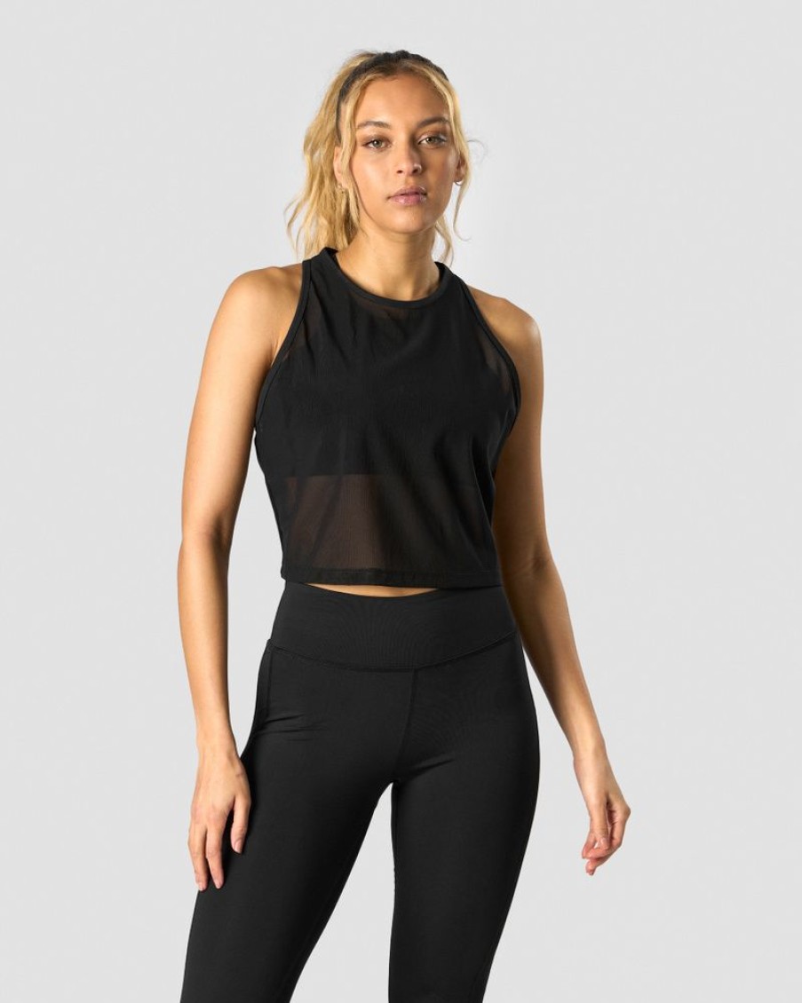 Dame ICIW Topper | Revive Mesh Cropped Tank Top Wmn Black