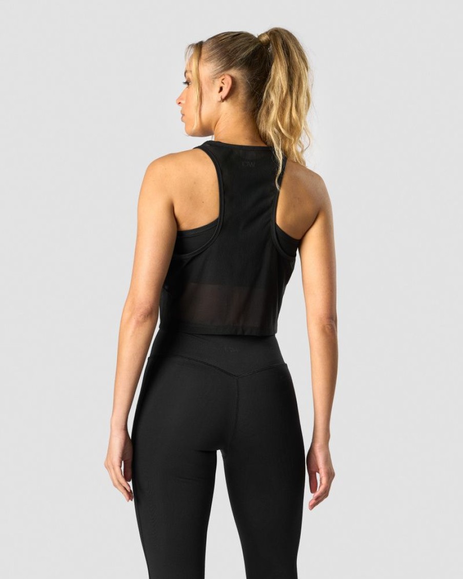 Dame ICIW Topper | Revive Mesh Cropped Tank Top Wmn Black