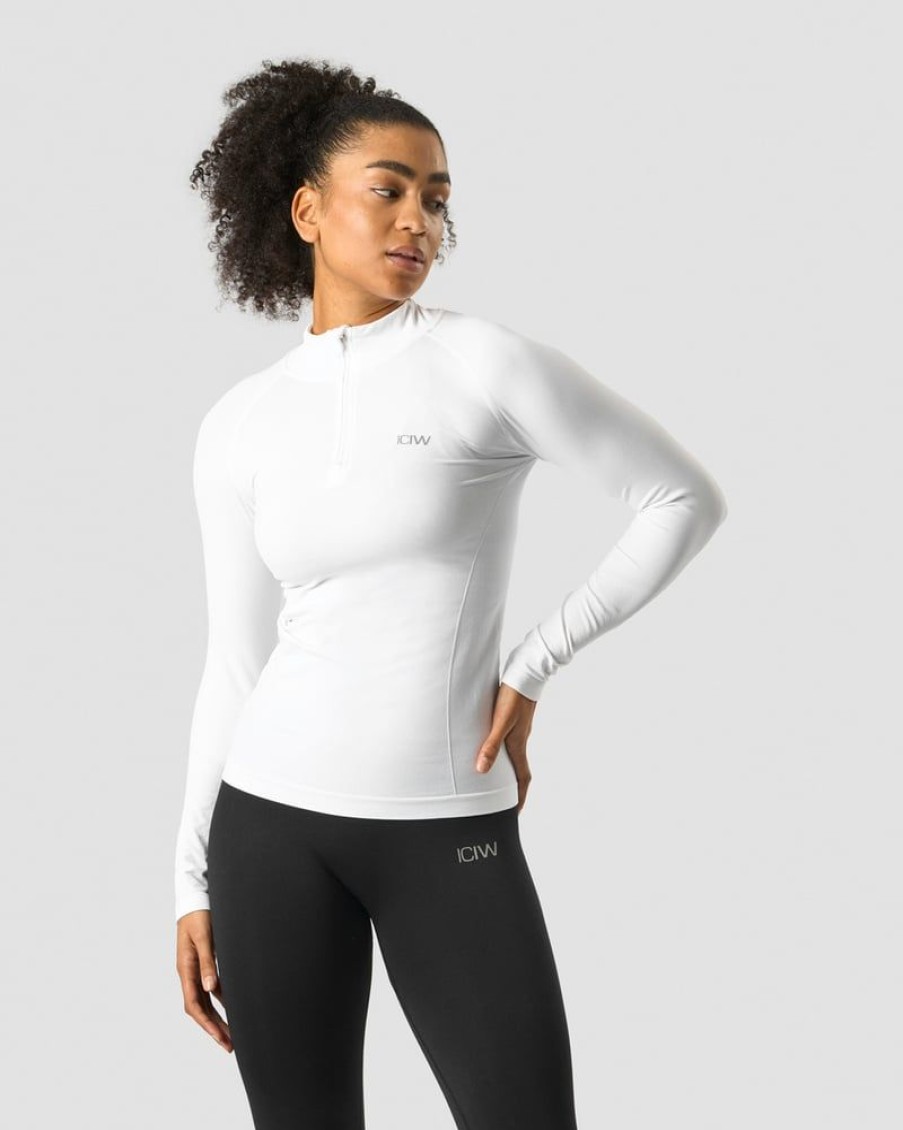 Dame ICIW Seamless | Everyday Seamless 1/4 Zip Wmn White