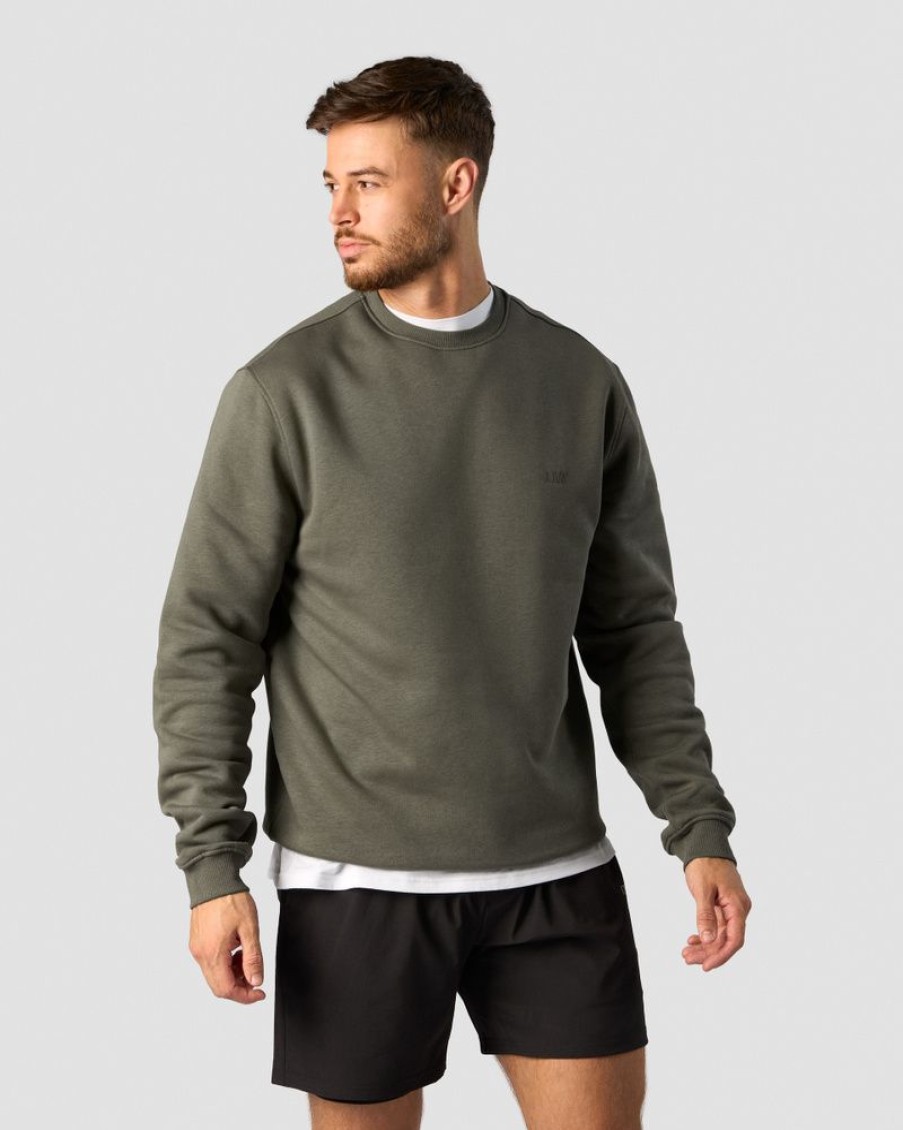 Herre ICIW Langermet | Everyday Crewneck Side Logo Men Khaki Green