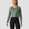 Dame ICIW Langermet | Stride Cropped Long Sleeve Wmn Sea Green