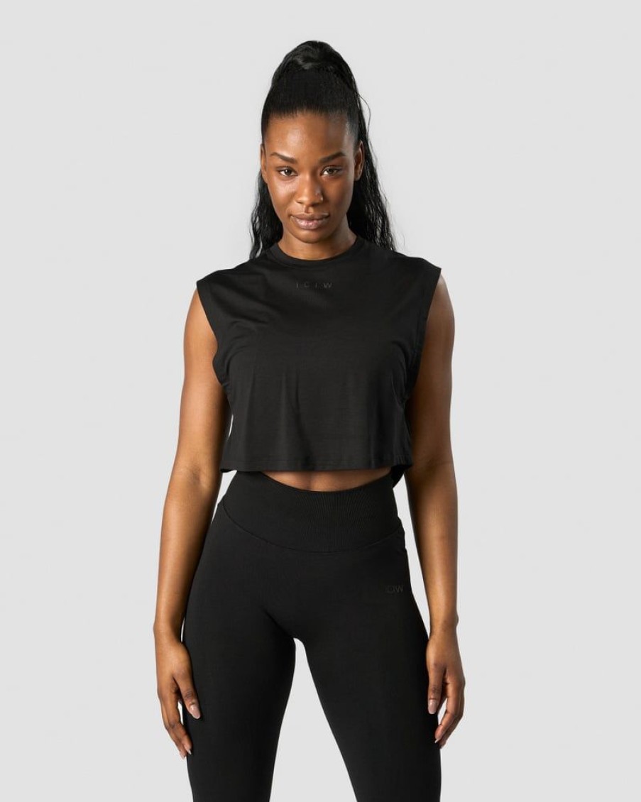 Dame ICIW Topper | Rush Cropped Tank Top Black